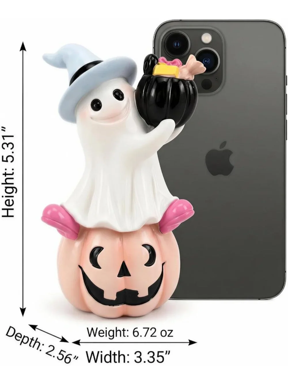Multicolor Halloween Ghost Or Pumpkin Figurine Witch Hat Cute Resin Spooky Décor